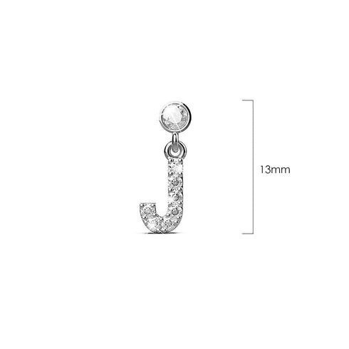 Solid 925 Sterling Silver Initial Crystal Personalised Alphabet Letter Earrings